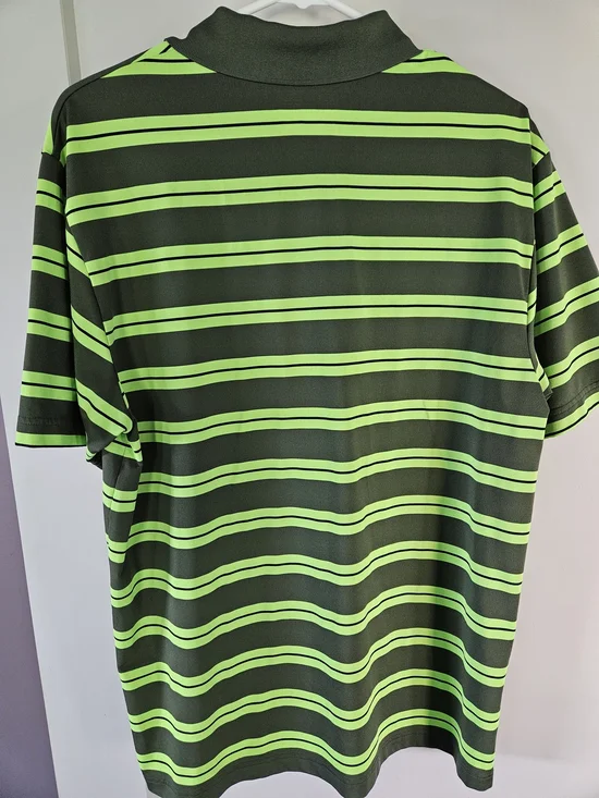 Under Armour Green Striped Polo Shirt HeatGear Performance - Picture 2 of 4